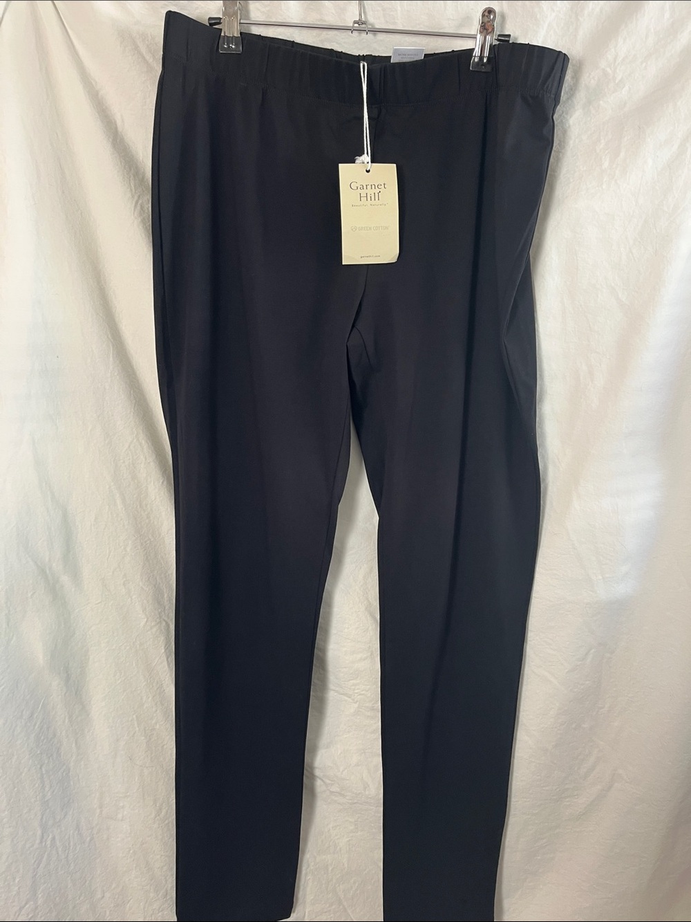 NWT Garnet Hill Black Organic Cotton Leggings Size XL